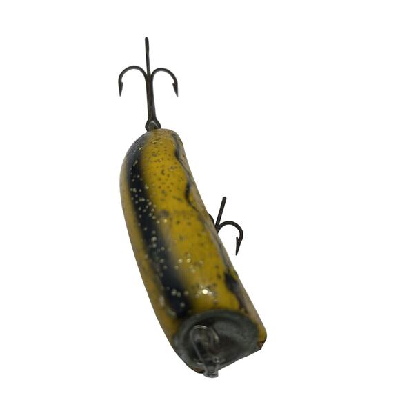 South Bend Teas Oreno Wood Tack Eye Vintage Crankbait Fishing Lure Yellow - Picture 4 of 9